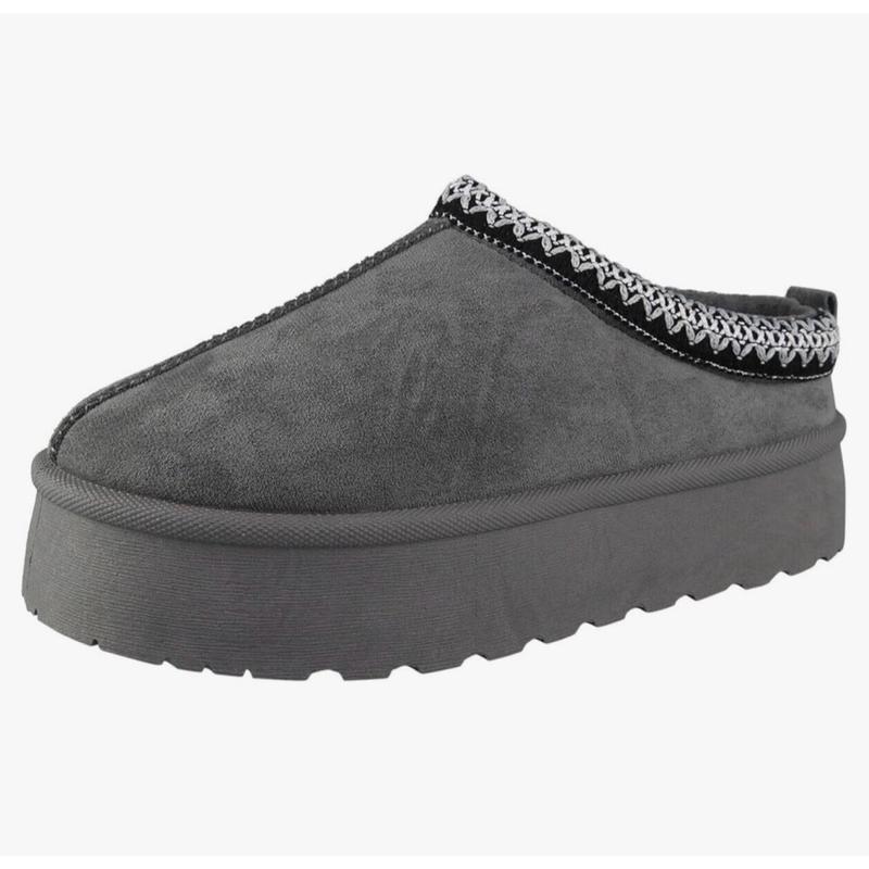 Autumn Winter Warm Suede Braided Outdoor Slippers Fashion Genuine Leather Fluffy Fur Lining Shoes for Autumn Winter Flat Sole and Platform Sole 2 Styles Optional Women's Autumn Winter Warm Suede Braided Outdoor Slippers with Fluffy Fur Lining - Girl gift 5