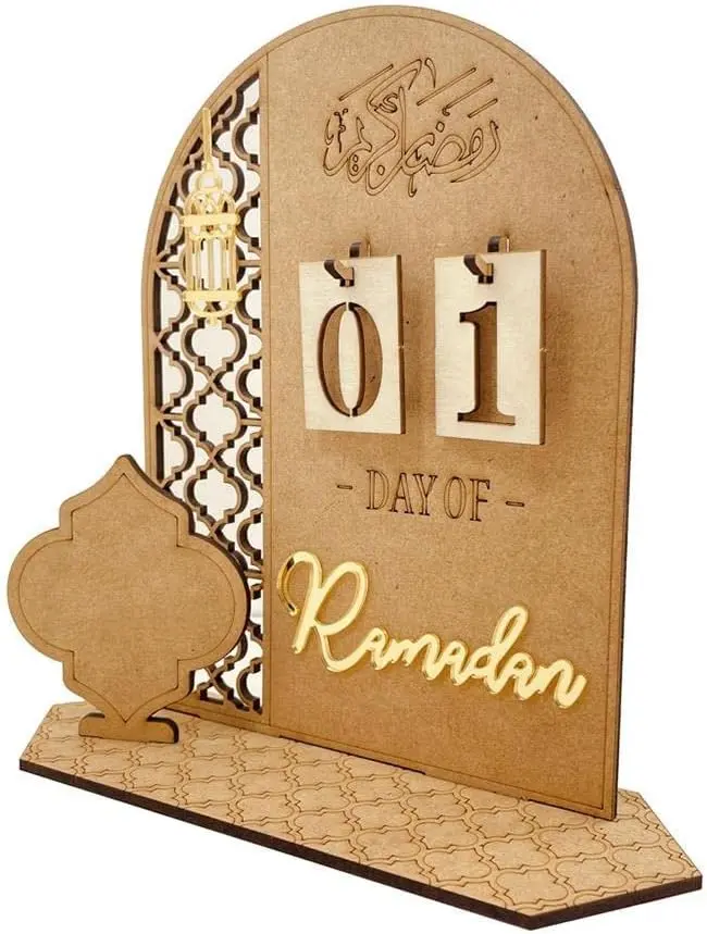 Ramadan Advent Calendar Wooden Countdown Calendars Decorations for Home, 30 Days Til Eid, Ramadan Gift for Kids, Ramadan and Eid Decor