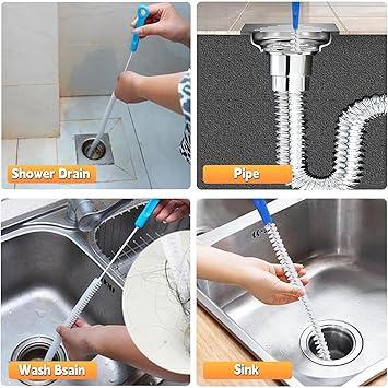 Drain Unblocker Cleaner Brush Tool - 4PCS Shower Drain Unblocker, Drain Gunk Remover Kitchen Sink Unblocker Tool, Plug Hole Unblocker Bathroom Hair Unblocker for Shower 6
