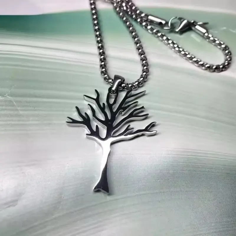 New Hip-Hop Style Stainless Steel Tree of Life Pendant Necklace for Men and Women - Poison Tree Design 3