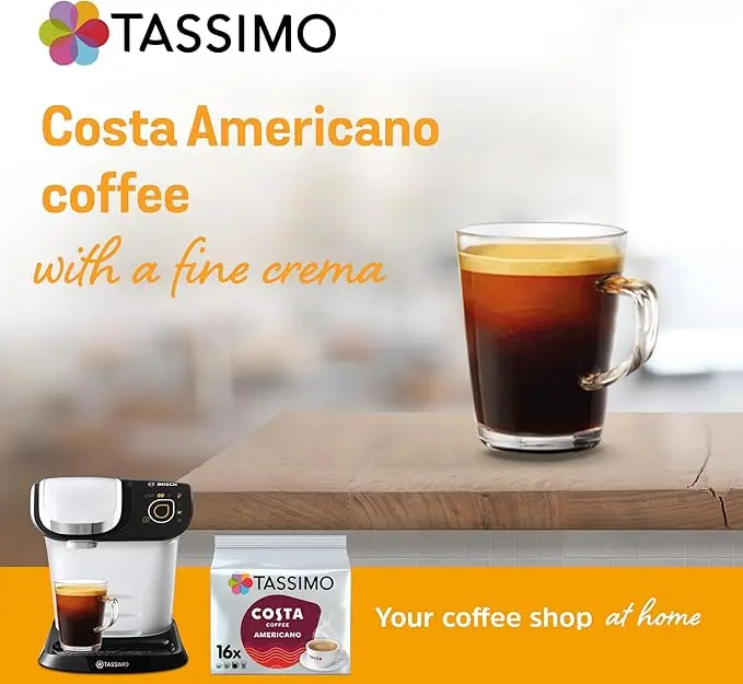 Tassimo Costa Americano Coffee Pods x16 (Pack of 5, Total 80 Drinks) Beverage Bean 4
