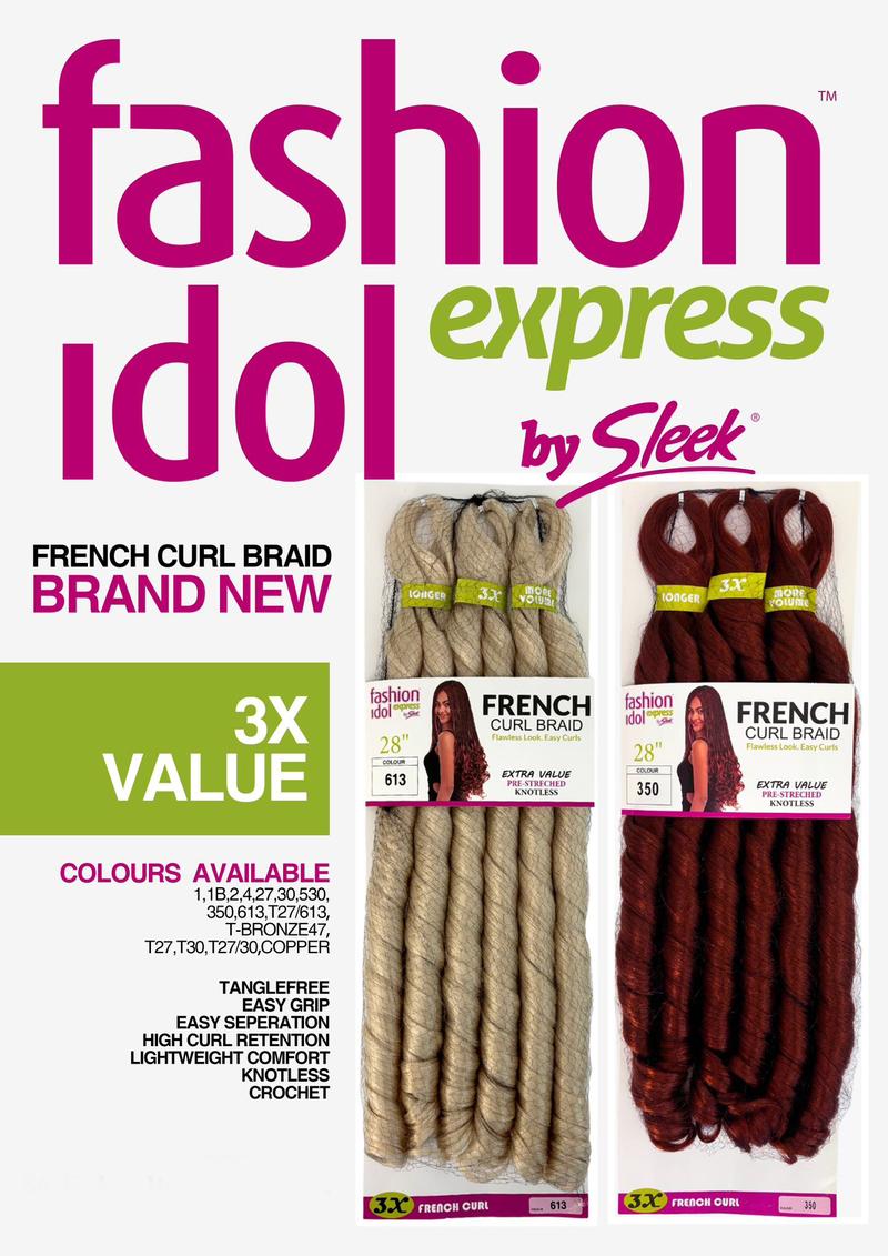 Product Introduction of Sleek, French Curl Braid Fashion Idol Express, 28" Synthetic Braiding Hair Curled Crochet Hair Extensions 4