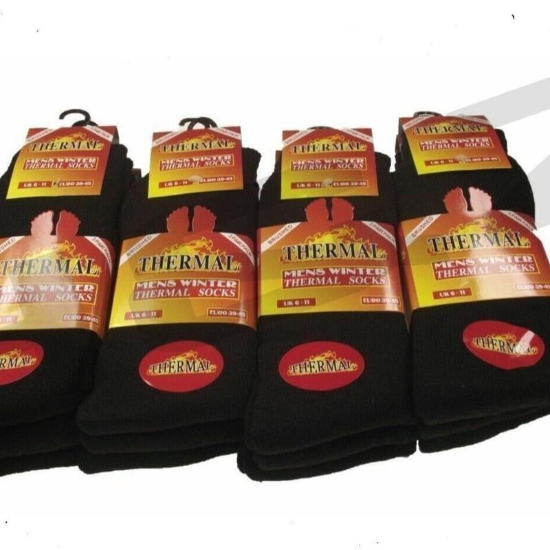 Ultimate 6 Pairs Mens Black Thermal Socks, Thick Warm Work Boot Socks Size 6-11 winter 4
