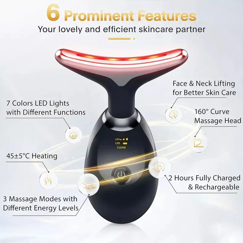 7 in 1 Red Light Therapy Anti Aging Face Neck Massager Electric Face Lift Device for Facial Comfort skincare machine beauty 4
