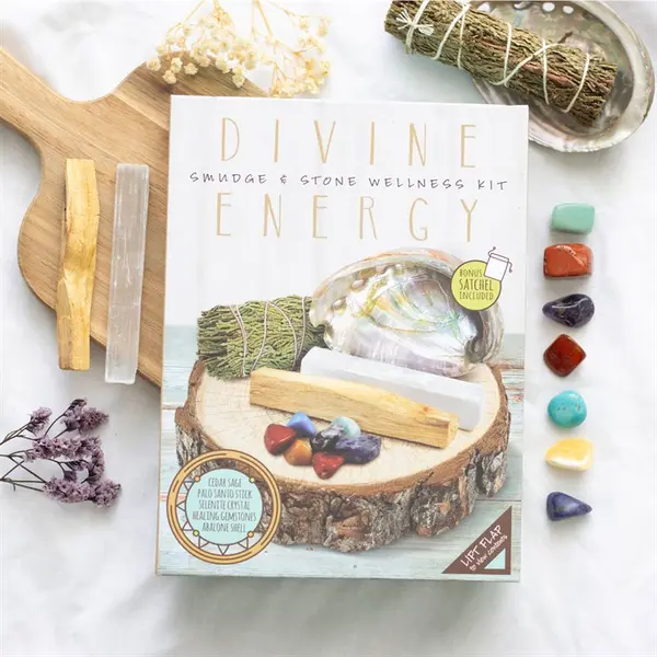 Divine Energy Cleanse Smudge and Stone Wellness Kit 5