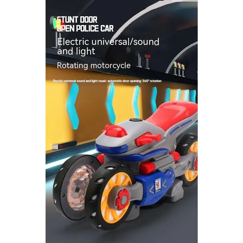 New Electric Deformation Motorcycle Stunt Rotating Universal Car Science Fiction Light Music Children Toy Car 7