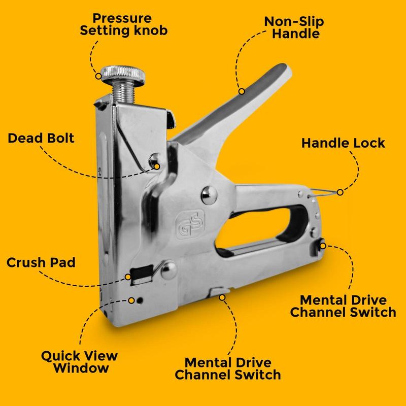 ZYBUX - 3-in-1 Heavy Duty Staple Gun & 600 Staple Selection Pack - Professional Set with Multiple Usage as for Craft, DIY, Teachers, Upholstery Work, for Wood 6