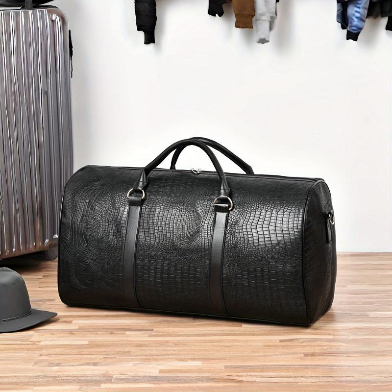 Product Introduction of Large Capacity Travel Bag, Unisex Crocodile Pattern Luggage Bag, Retro Versatile Vacation Bag, Gift Duffel Bag 5