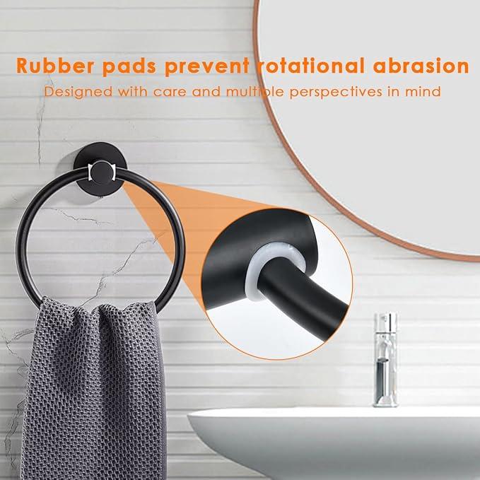 Product Introduction of 1 x Black Towel Holder Towel Ring Black Towel Ring Towel Rings for Bathrooms Stick on Towel Rail Bathroom Hand Towel Holder Towel Holder Ring Black Hand Towel Ring Black Bathroom Towel Ring 5