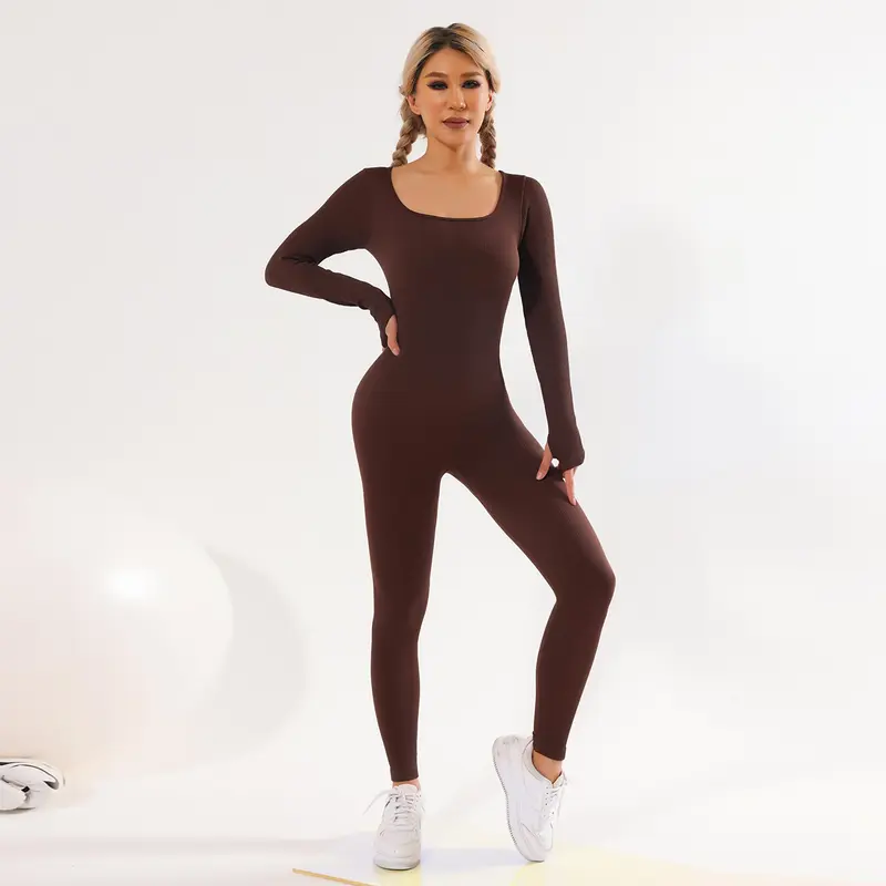 【Flash Deal】Promote Ribbed Jumpsuit Suit Streamline Seamless for Women‘s Sports Clothes Fashion Wearing Outside（Only￡5.99 Last 3 Days！！！） 6