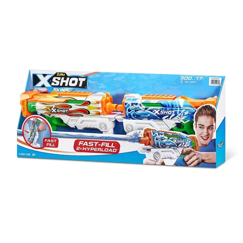 Zuru X-Shot Water Fast-Fill Skins Hyperload: Wave and Inferno 2 Pack (5+ Years) 0