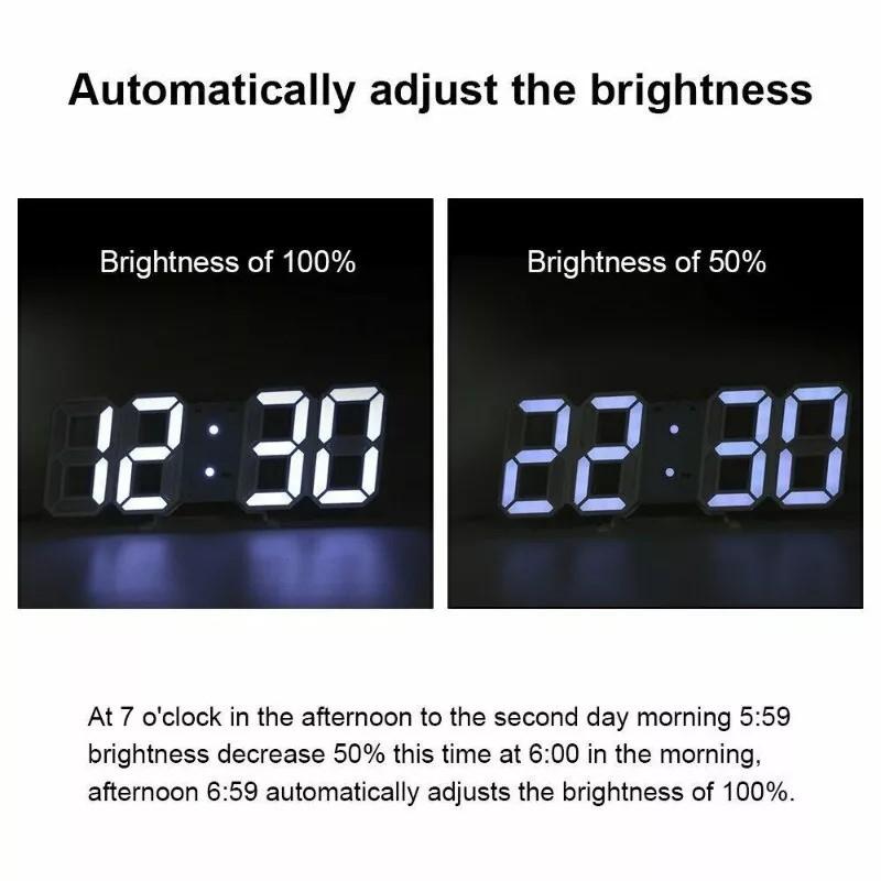 3D LED Digital Clock Table Wall Electronic Alarm Display Dimmer Modern Clocks UK Decor 4