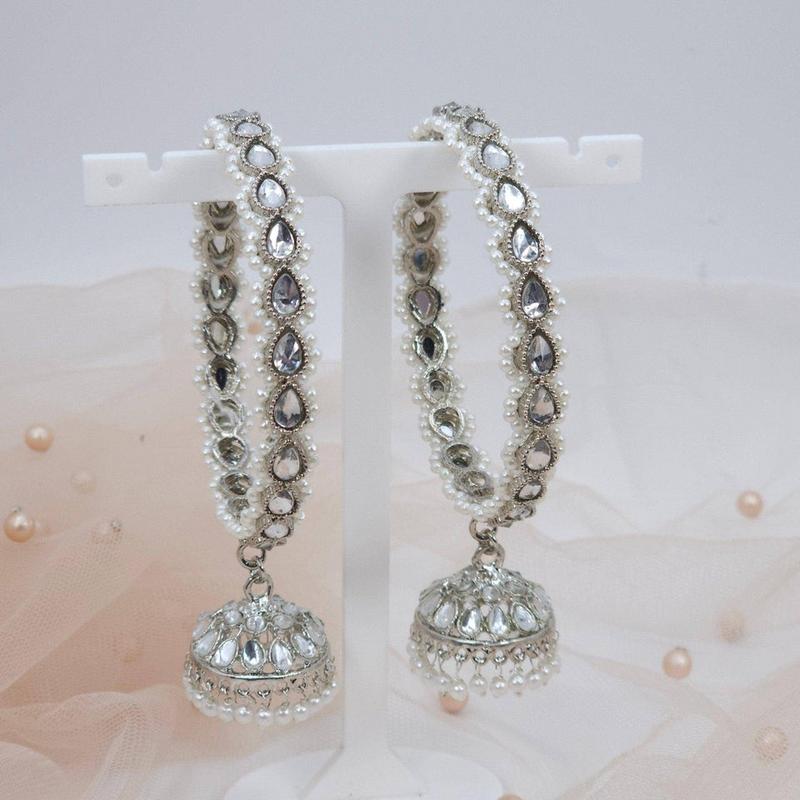 Polki Jhumka Drop Bangles Silver 2
