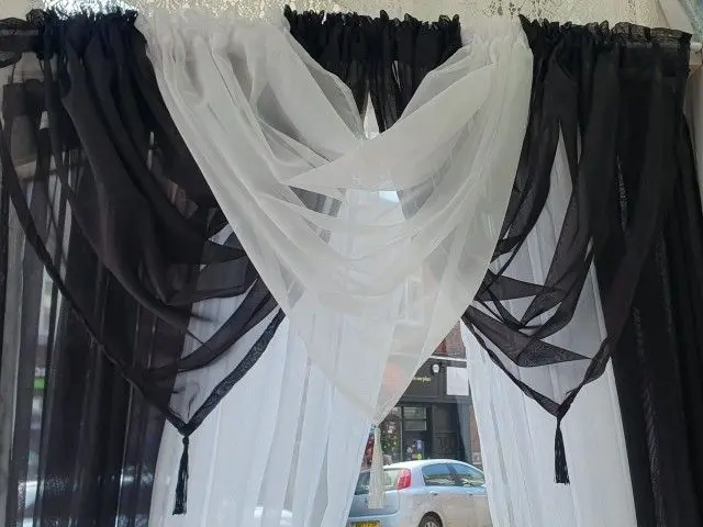 Tasselled Voile Swags 55cm Wide x 45cm Drop in Fashionable Colours curtain tiebacks 5
