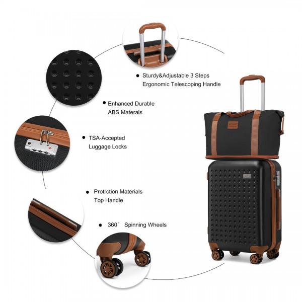 Kono 6 Piece ABS Travel Set with Hard Shell Suitcase Vanity Case Weekend Bag and Toiletry Bag suitcase bundle unbreakable tsa lock lugg 1