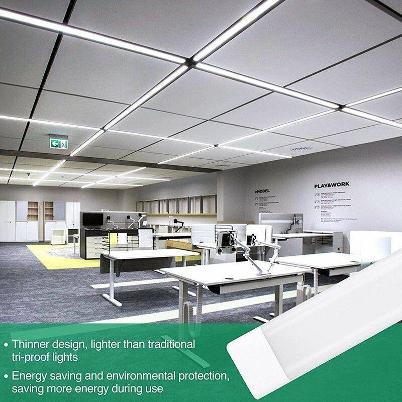 4FT LED Ceiling Lamp Office Strip Lights Shop Garage Batten Tube Light 4000K 5