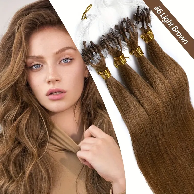 50 Strands Invisible Micro Nano Beads, 100% Human Hair Extensions - Thick Micro Ring Loop, 50g Pack, Versatile Lengths (40.64cm-60.96cm) for Fuller, Longer Hair 8