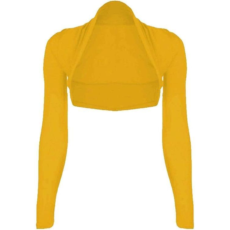 Ladies Cropped Long Sleeve Plus Size Bolero Shrug Womens Plain Open Front Cardigan Crop Top Shrug 4