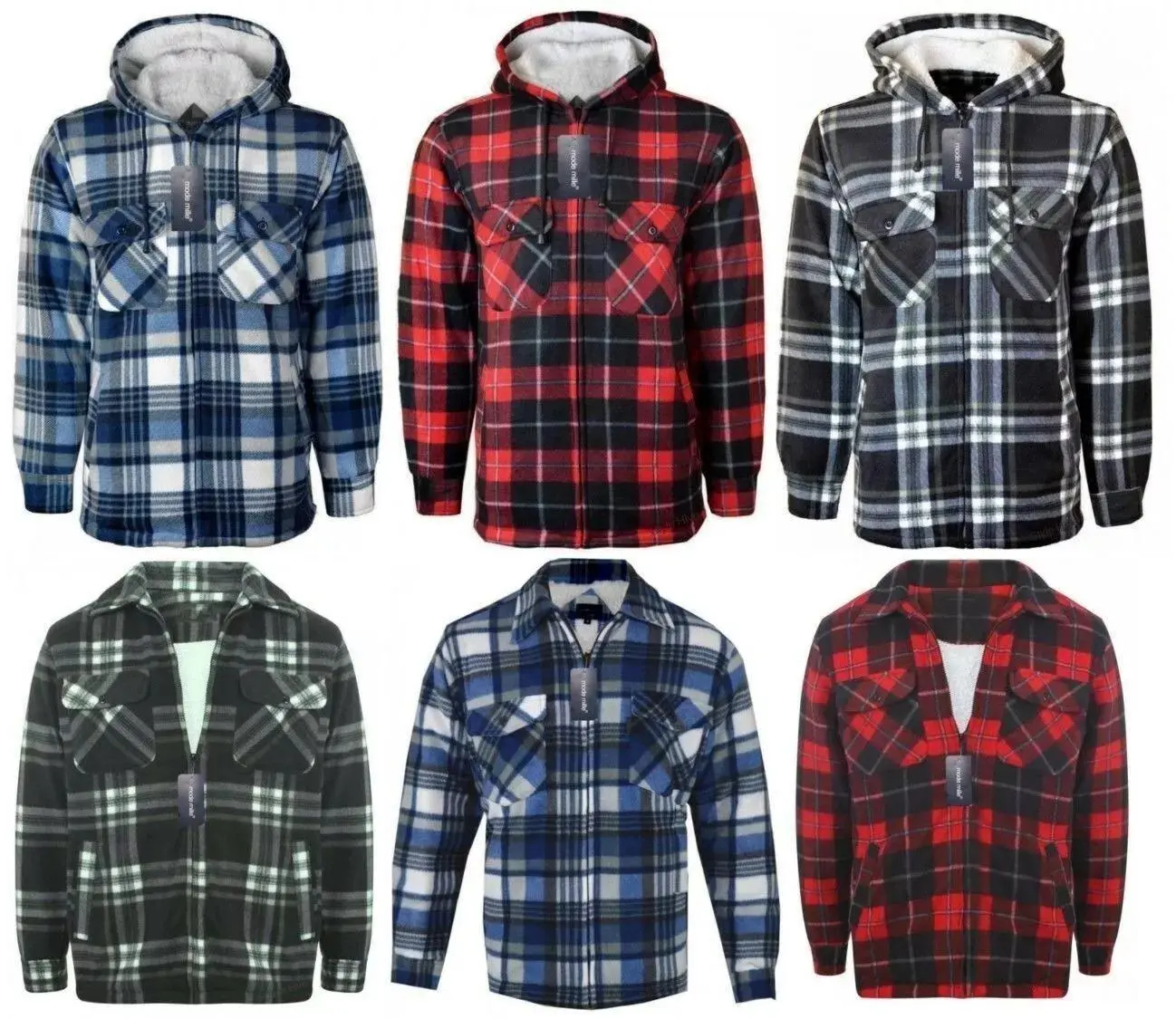 MENS PADDED SHIRT FUR LINED LUMBERJACK FLANNEL WORK JACKET WARM THICK CASUAL TOP Menswear Coat Underwear Long Sleeve Plaid Makapal Hoodie Checked Longsleeves Warmer Polyester Faux Pocket winter solid jackets & coats