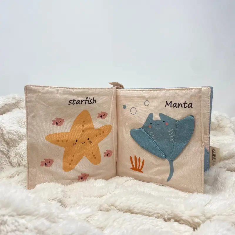Ocean Friends Baby Fabric Book with Silicone Ring toddler busy 7