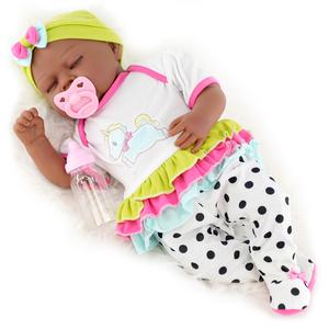 BiBi Doll Ethnic Reborn Realistic Sleeping Black Baby Doll Girl 20" Dummy & Bottle