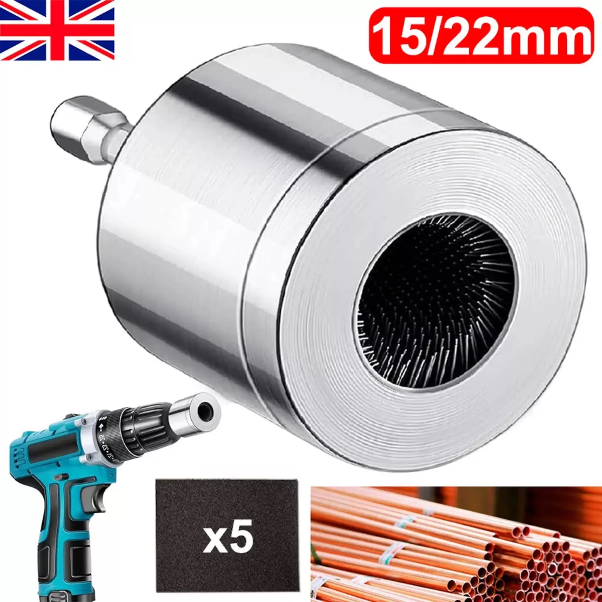 Copper Pipe Cleaners 15mm,22mm Plumbing & Heating Drill Version Metal Version UK
