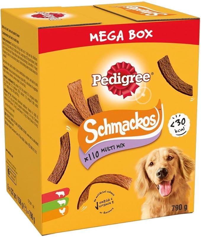 Schmackos Mega Pack 110 Strips Snacks, Dog Treat Multipack with Beef, Lamb and Poultry Flavours, 790 g (Pack of 1) 0