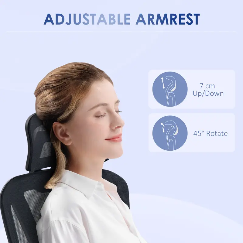 Vinsetto Ergonomic Office Chair, Mesh Swivel Desk Chair with Lumbar Support, Padded Seat, Adjustable Height and Headrest for Home Office, Black 4