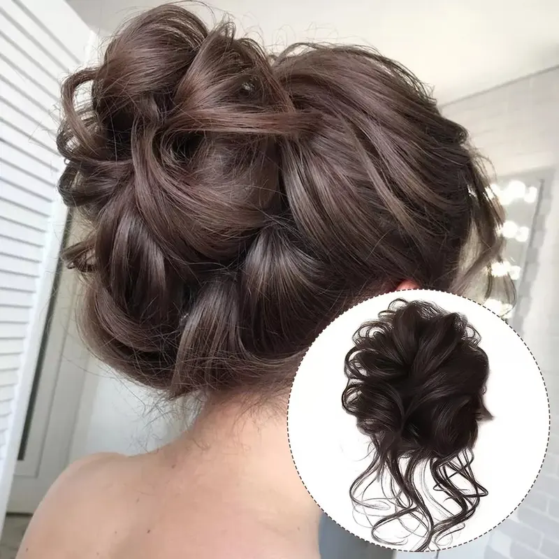 Curly Messy Bun Hair Piece Updo Scrunchie Fake Natural Bobble Hair Extensions RI 5