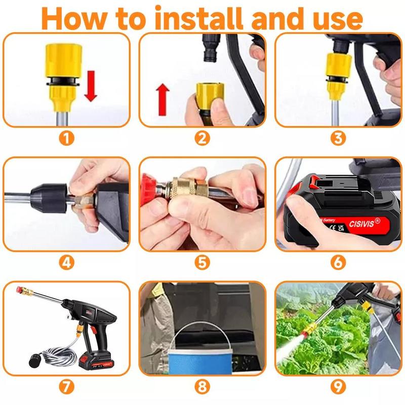 Wireless High Pressure Electric Car Washer, Car Accessories, Car Stuff, Portable Car Cleaning Kit, Cleaning Bundles, High Pressure Electric Car Washer with Car Wash Nozzle Accessories, Back to School Supplies, Car Accessories, Cleaning Bundles 3