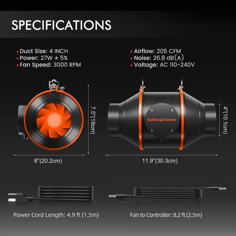 Spider Farmer 4Inch/6Inch Inline Fan Air Ducting Fan Ventilation Carbon Filter Setup for Indoor Grow Tent Kits 2