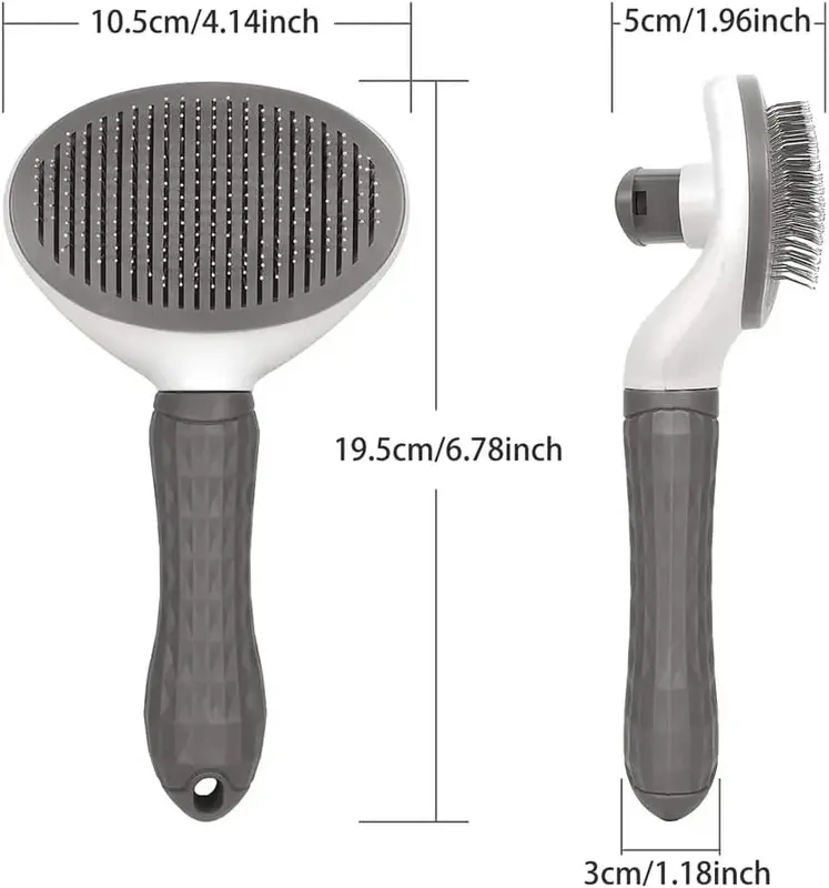 Pet Brush For Grooming - Dog Cat Self Cleaning Slicker Brushes with Smooth handle - Cleaning Button Pet Grooming Tool for Dogs Cats hair Shedding Tools Massage Brush - GREY 3