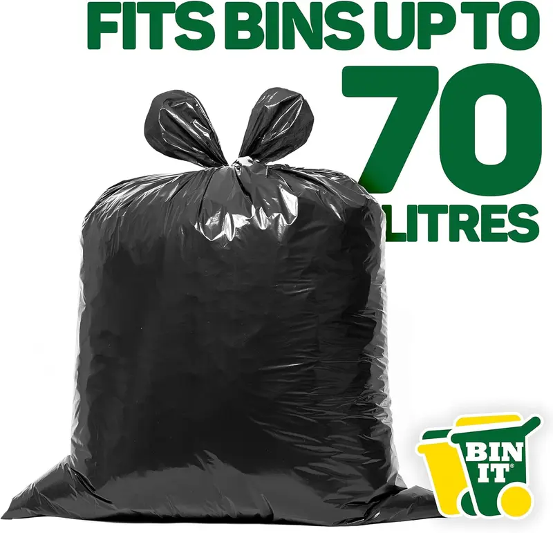 BIN IT 40 Everyday 70L Strong & Secure, Refuse Sacks, Bin Bags, Bin Liners, Flat Top, Recycled, Tear Resistant, 30 μm, Perfect for Everyday Use, Household, Office, Kitchen & Caterers 2