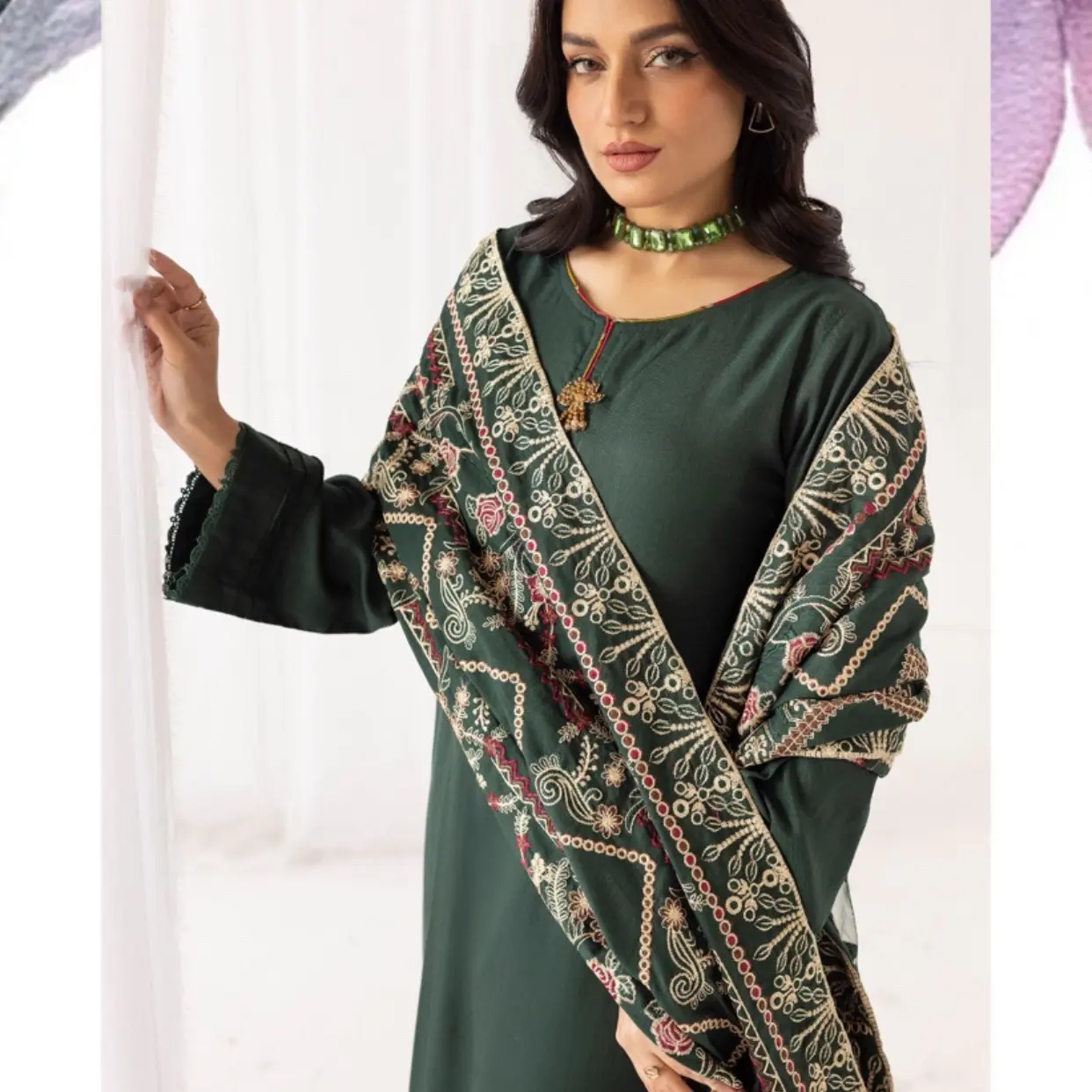 Cut work by Simrans lazer cut Dhanak material shawl suit asian womenswear casual