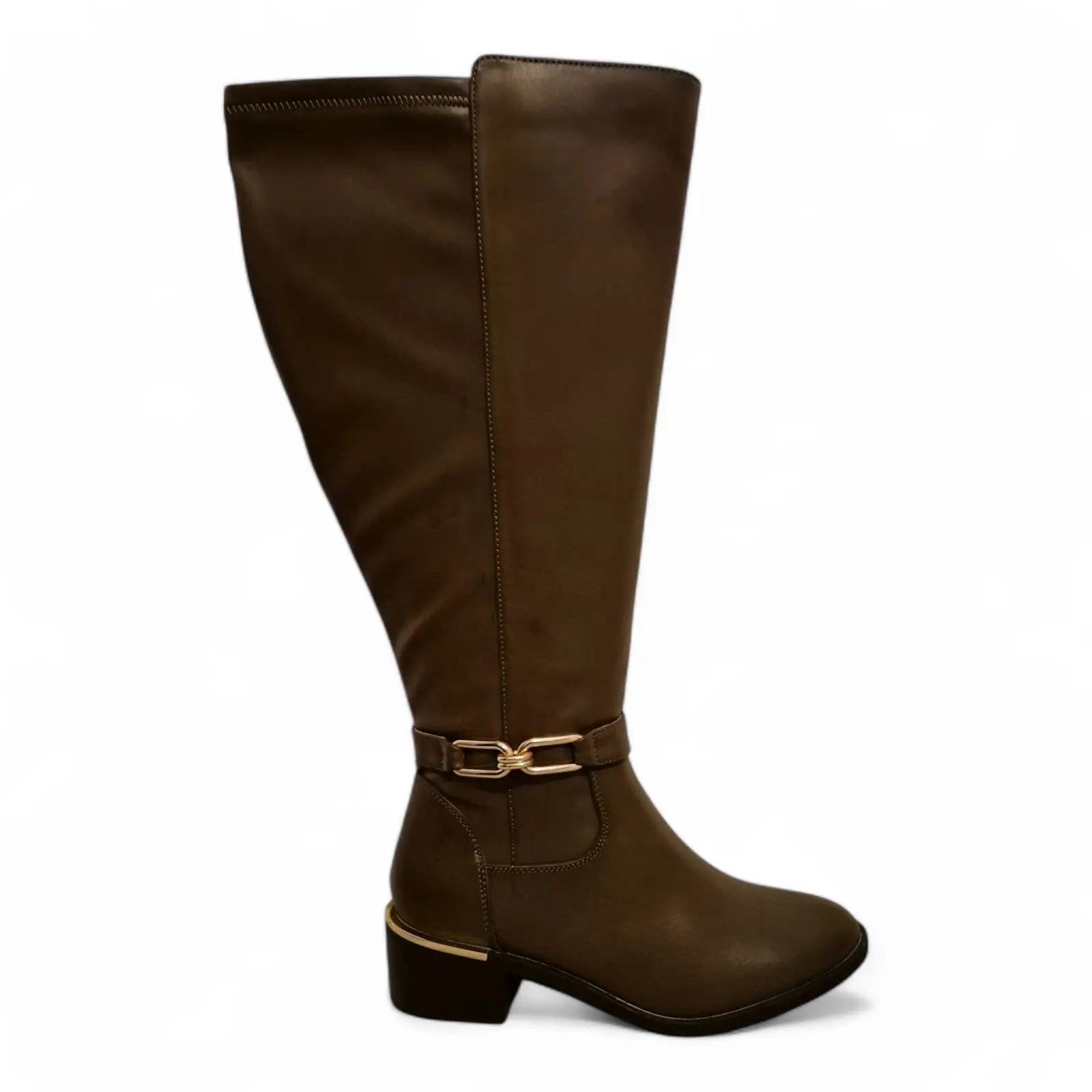 Women's Extra Wide Fit Faux Vegan Leather Knee High Riding Boot Brown Tan Comfort Ladies Footwear Shoe Size Girl Walking Shoes Girl Walking Shoes Nail Onyx calf