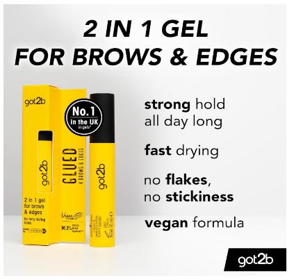 Glued for Brows & Edges 2 in 1 Wand Eyebrow Gel, 72hr Hold, No White Residue or Stickness, Vegan, Silicone Free, Alcohol Free, 16 ml 2