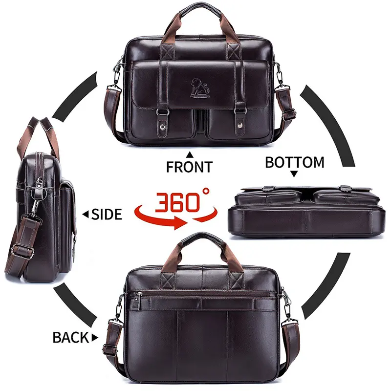 Men's Genuine Leather Briefcase - 15.6" Laptop Messenger Bag with Multiple Compartments & Adjustable Strap 5