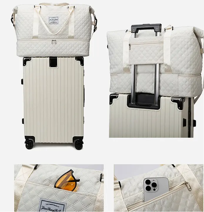 UK Seller New Large Adult Women Quilted Lux Bag Sport Gym Fitness Bag Holdall Bag Weekend Travel Bag Luggage Storage Bag Tote Bag A5 2