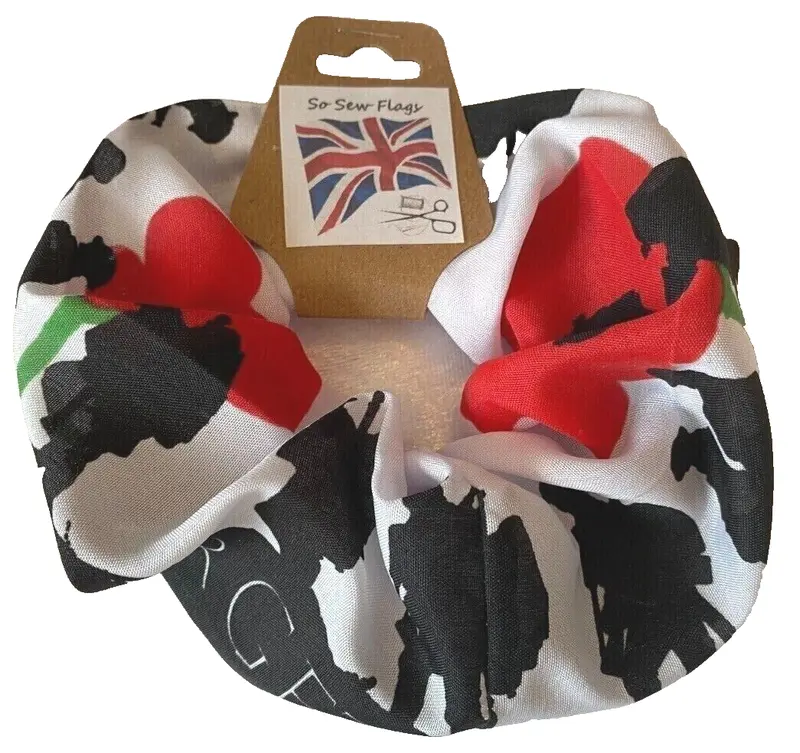 Handmade Lest We Forget Army Poppy Flag Hair Scrunchie Scrunchies Accessory Ties 0