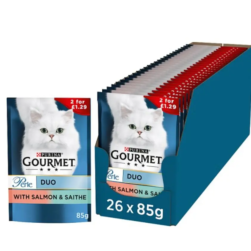 GOURMET Perle Mini Fillets in Gravy Salmon Wet Cat Food 85g - Grain-Free & High in Protein