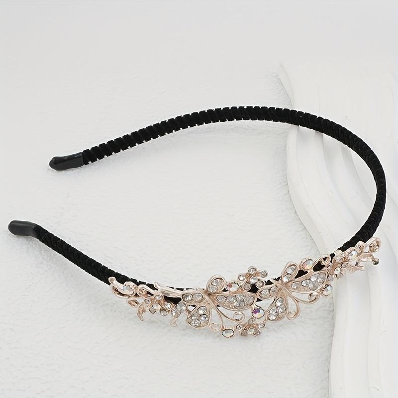 Product Introduction of 1pc Elegant Floral And Butterfly Rhinestone Hairband, Versatile Hair Accessory For Women, Retro Style, Simple Design For Face Washing And Styling 5