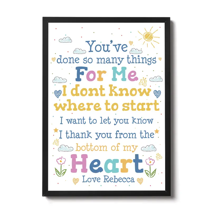 Special Thank ou Gift Framed Poem Print Teacher Mentor Volunteer 5