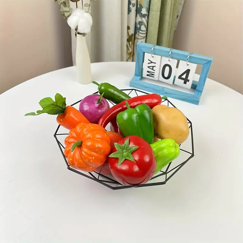12pcs Lifelike Fruit & Vegetable Set - Artificial Tomatoes, Cucumbers, Peppers, Pumpkins, Carrots, Onions, Eggplants for Home Decor, Kitchen Display, and Party Table Settings 7