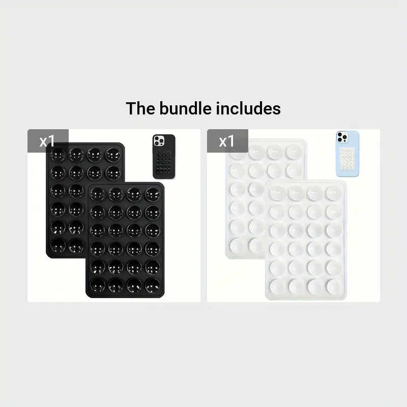 2Pcs 24-Independent-Suction-Cups Silicone Multi-Color Phone Stand with Adhesive Backing for All Smartphones 6