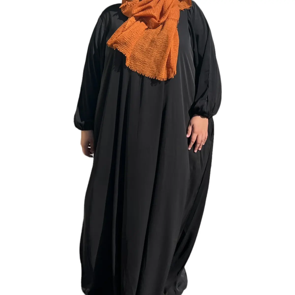 Plus Size Abaya uk size 20-30 Elasticated Cuff Sleeve A-Line Plus Size Abaya - Premium Nida Fabric Muslim Modest Fashion Modest Dress Modest Plus Size Dress lover plain traditional essential curvy abaya