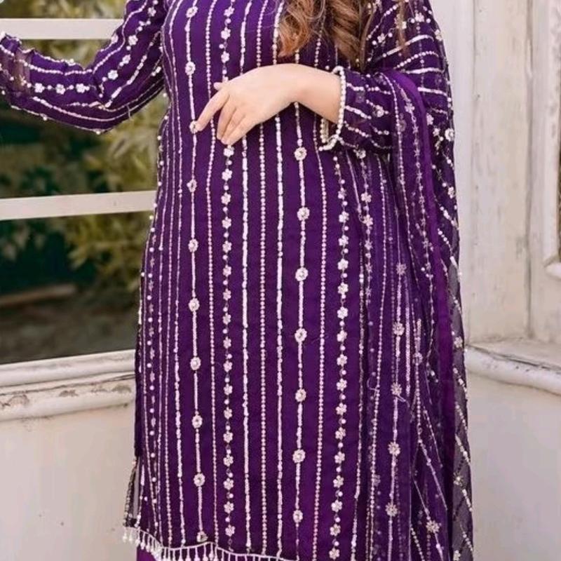 Eid collection  by Hania amir chiffon pearl collection tailor made suits 0