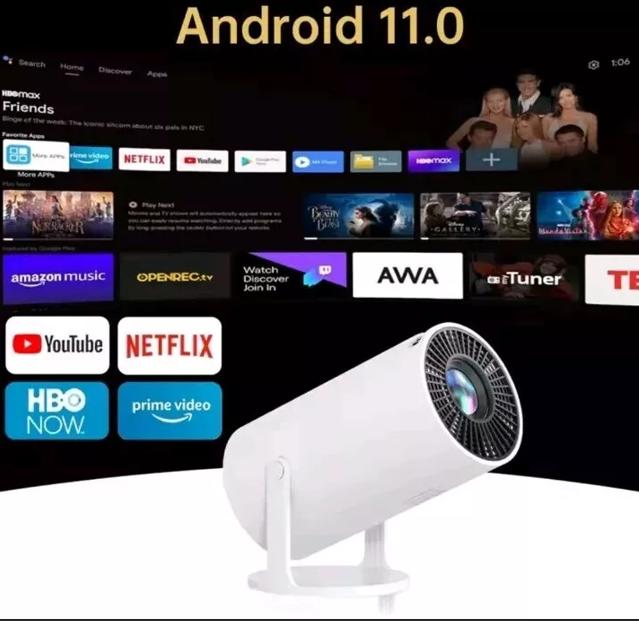 HY300 Pro 4K Projector,Automatic Keystone Correction Portable Projector.Smart Projector with Android 11,Wifi 6 and Bluetooth 5,180 Degree,130 Inch Display. (White) 1