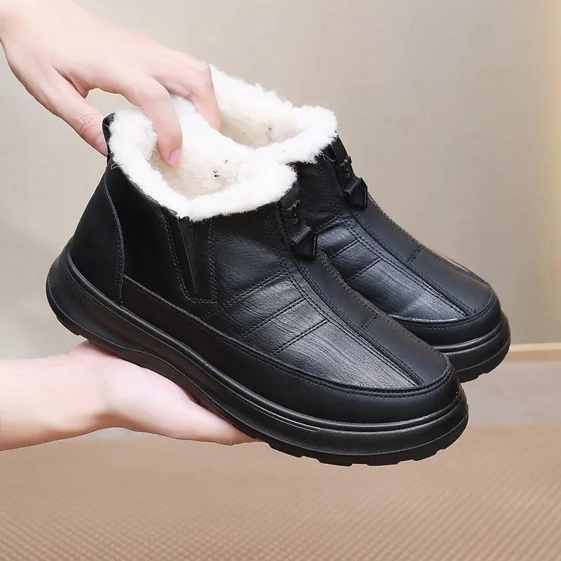 2024 winter new boots cotton shoes snow boots men's piled thickened cotton shoes one pedal waterproof non-slip warm shoes Footwear Boy 5