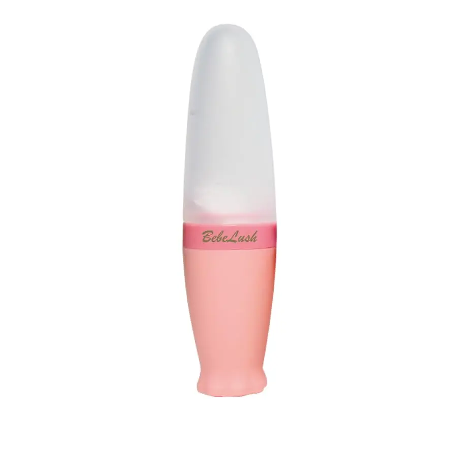 BebeLush | Silicone | Baby | Food Dispensing | Silicone Spoon | Baby Bottle | for | Infant Feeding | Puree | Soft Food | Weaning Spoon | BPA Free | Leak Proof | Baby Feeding Bottle | (Pink)