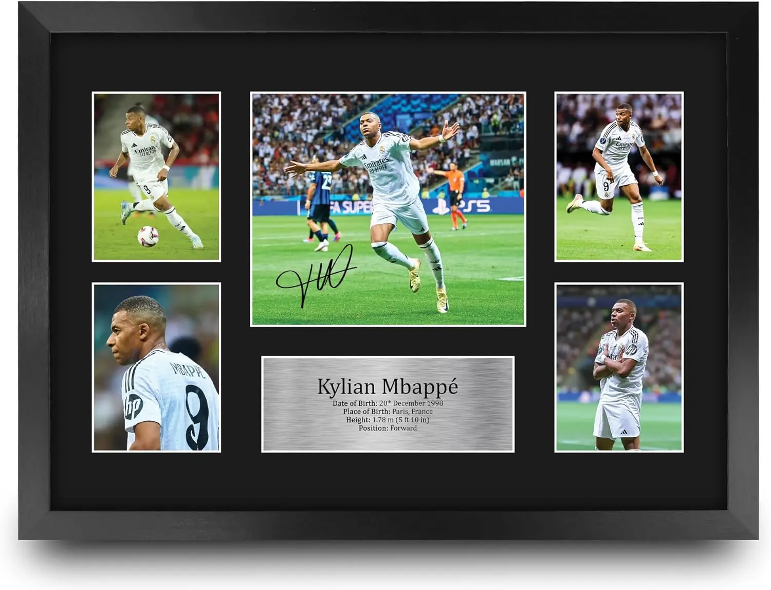HWC Trading Kylian Mbappe Real Madrid Printed Memorabilia Signed Autograph Photograph Display for Soccer Fans and Supporters - poster